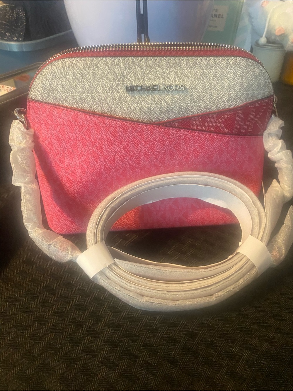 Michael Kors Pink and White Crossbody Bag